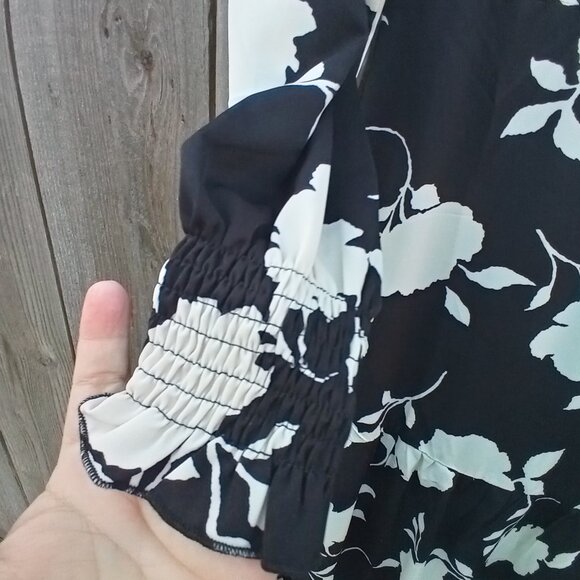 KARMI LABEL Dress Womens Size M Black Floral Print Halter Tie Waist New Slim New - Picture 6 of 15